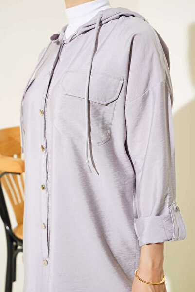 VOLT CLOTHİNG Dvojitý dámský hidžáb s kovovým knoflíkem a kapucí