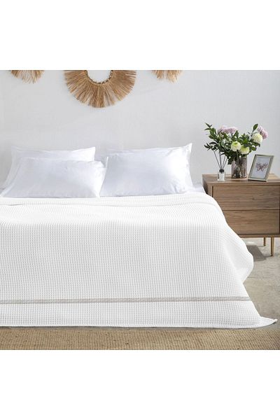 Sabia 100% Cotton Double Rustic Style Stylish Lace Pique & Sofa Cover Thick Textured