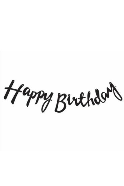 Öztürkpartievi Черен ръкописен банер за честит рожден ден