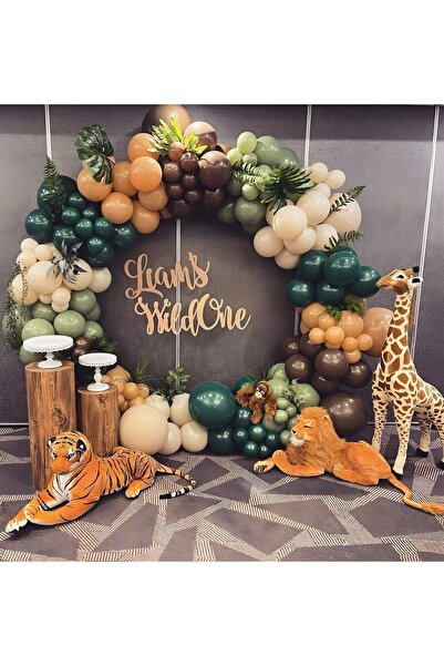 Öztürkpartievi سلسلة بالونات سفاري باللون الأخضر البني العفن