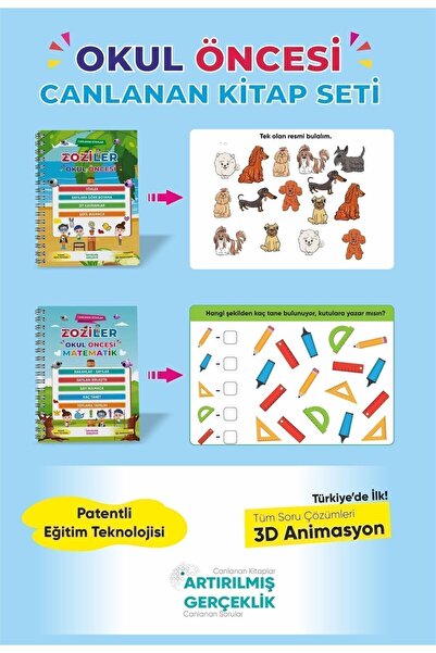 ZOZİLER Okul Öncesi Canlanan Kitap Seti - İlkokula Hazırlık - (5 KİTAP)