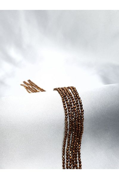Yüksel Boncuk 3 mm Hematite Stone - Bronze Facet Cut Natural Stone String