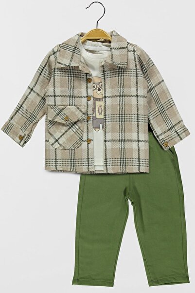 hepbaby Stylish Plaid Shirt, T-Shirt and Trousers 3-Piece Children's Set