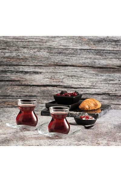 PAŞABAHÇE CAM Paşabahce Lace Tea Cup Set 12 Pieces for 6 People