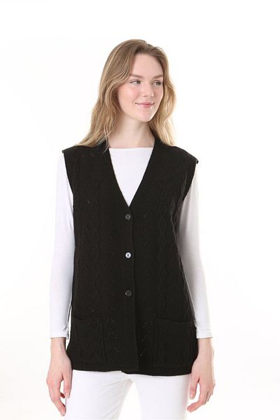 Lamierra Knitwear Large Size Wool Vest