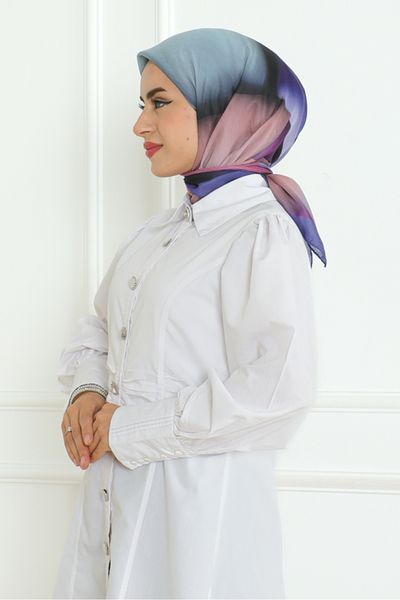 Bestenur Eșarfă moale cu model violet 1169 - Telin