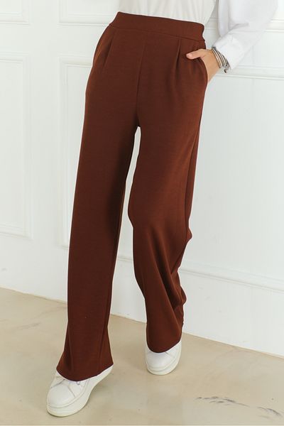 Bestenur Παντελόνι Tan Pocket Wide Leg 1197