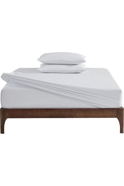 CAQQA 120cm x 200cm Λευκό Ριγέ Ελαστικό Σετ Σεντόνια