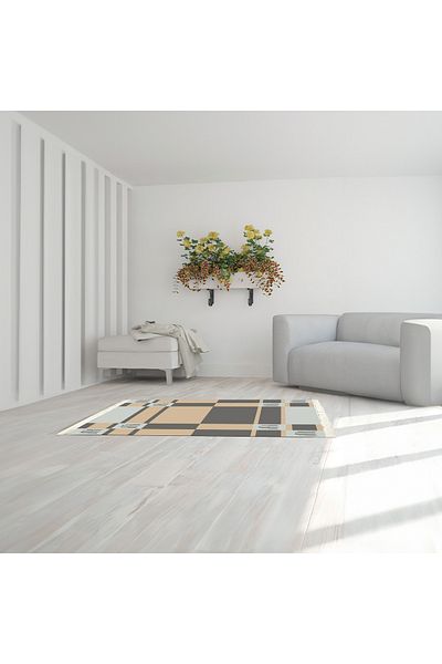In House Sidek| Luxurious Rectangular Decorative Carpet, Grey & Beige