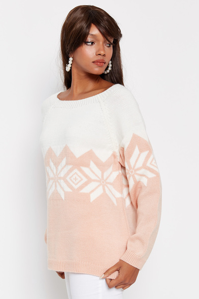 Hopoi Snowflake Patterned Women's Knitwear Sweater