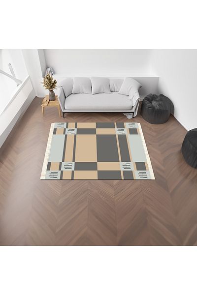 In House Sidek| Luxurious Rectangular Decorative Carpet, Grey & Beige