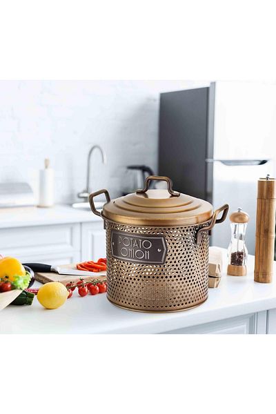 ROSSEV Galvin Potato & Onion Storage Container - Gold Plated