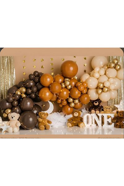 Öztürkpartievi Caramel Brown Gold Chrome Balloon Chain