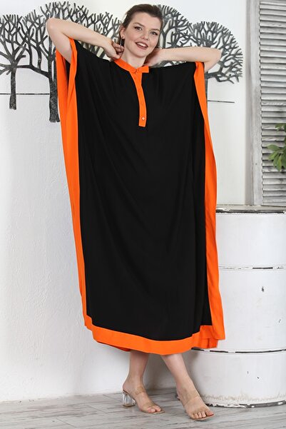 Chiccy Hakim Yaka - Чорно-помаранчева сукня з ґудзиками та вишивкою, вільного...