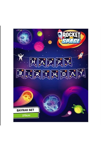Öztürkpartievi Πανό Happy Birthday με θέμα τον Γαλαξία Αστροναυτών