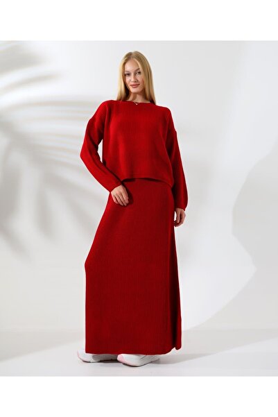 Buklemoda Red Tricot Sport Set - Bluse and Skirt