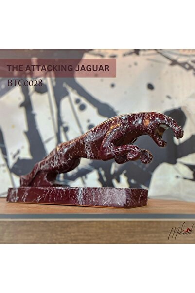 MÜKEMEL jaguar saldırgan figürü –el yapımı heykel, masa, salon için şık bir p...