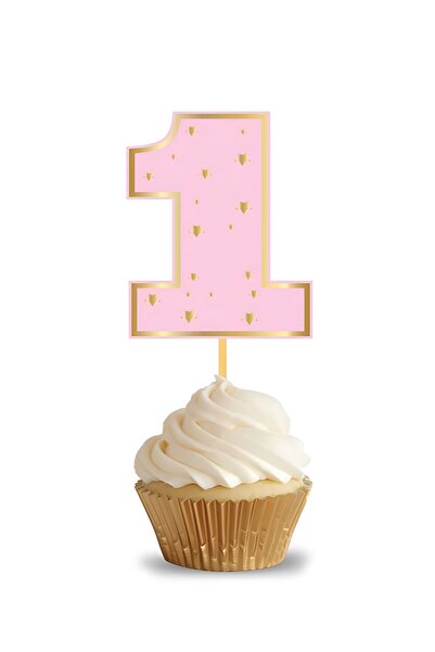 Öztürkpartievi Pembe 1 Yaş Kek Kürdanı