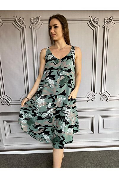 AGORATEKSTİL Γυναικείο φόρεμα παραλλαγής με ρυθμιζόμενο λουράκι - βαμβακερή β...