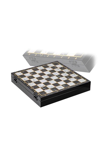 e-life Luxury Black Marble Patterned Checkers & Chess Floor Storage Chest Large Size 37 X 37 Cm.