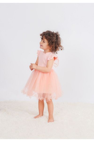 Alingo Salmon Butterfly Wings Short Sleeve Girl's Tutu Dress