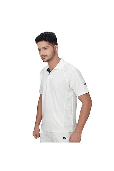 DSC Passion Polyeste Half Sleeve Cricket T-Shirt Large (White/Navy) Light Weight