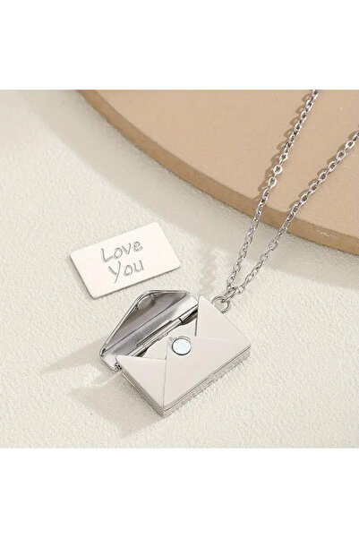 Satürn Silver Kuyumculuk Çelik Zarf Kolye İçi Açılır Kapaklı Kolye İsim Yazıl...