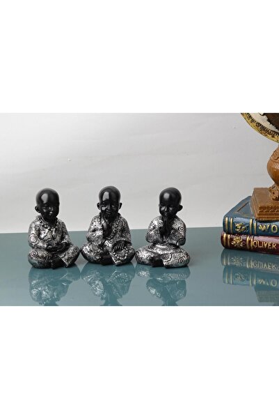 e-life shop Namaste Bilge Keşişler 3’lü Buda Heykeli Biblo Hediyelik Dekorati...