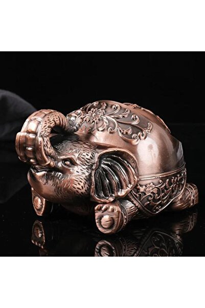 e-life shop Lüks İşlemeli Metal Fil Biblo Küllük Mumluk Para ve Anahtar Kases...