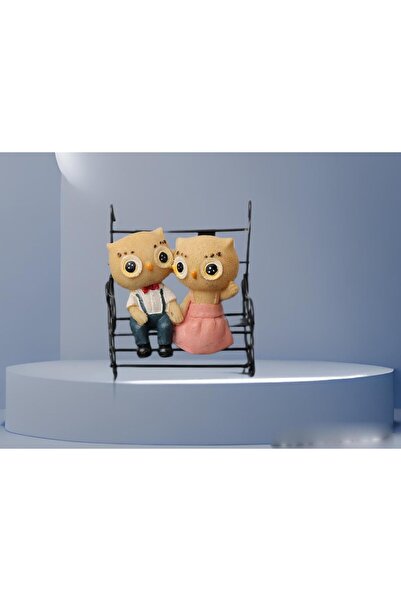 e-life shop Bankta Sallanan Aşık Baykuş Çift Biblo Heykel Ev Ofis Yeni Yıl He...