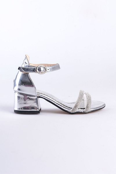 FİNLANDiYA SHOES Pantofi clasici cu toc pentru copii cu bandă dublă cu detaliu în piatră