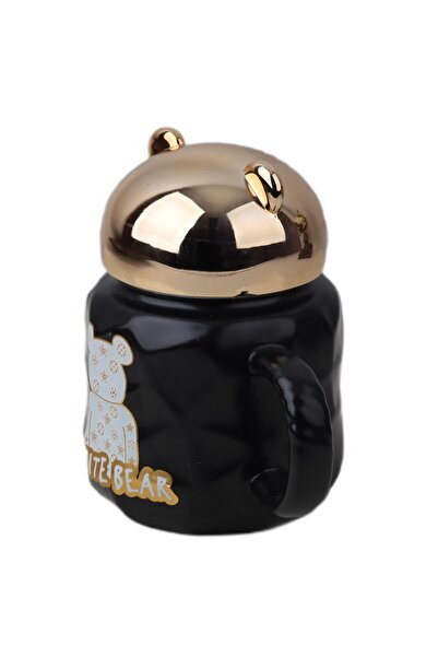 e-life shop Bear Ayıcık Tasarımlı Sıcak Tutan Kapaklı Kupa Bardak Fincan Mug Mini Motivasyon Termos 400 ml.