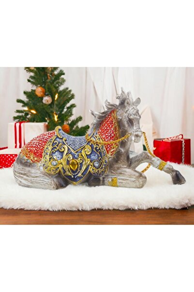 e-life shop Lüks Motifli Taş İşlemeli Yatan At Biblo Heykel Vitrin Masa Süsü ...