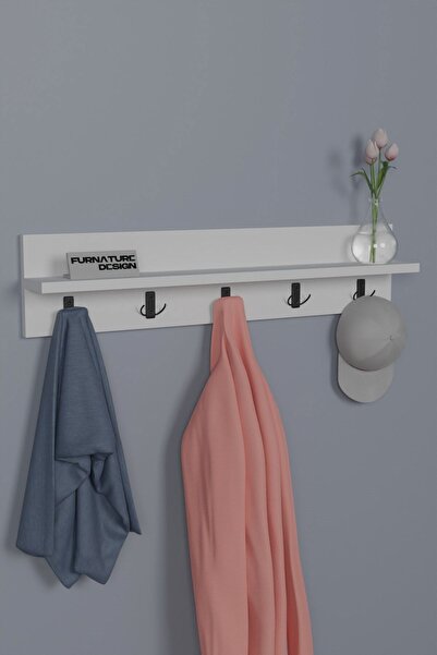 FurnatureDesign Portmanto Duvar Askılığı Antre Hol Askılık Beyaz