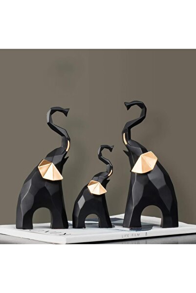 e-life shop Lüx Kübik Tasarım 3lü Şans Bereket Fil Biblo Seti Ev Ofis Hediyes...