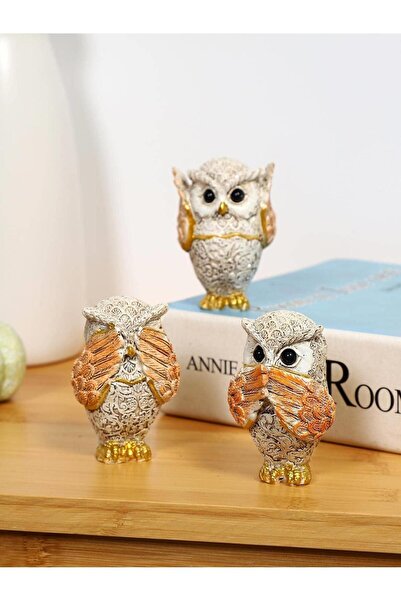 e-life shop Görmedim Duymadım Bilmiyorum 3’lü Baykuş Biblo Heykel Ev Ofis Yen...