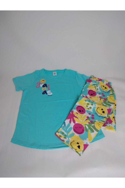 New Pajamas Set de pijamale din jerseu cu decolteu cu model albastru cu tiv oval - femei