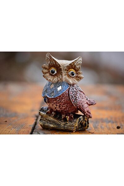 e-life shop Lüks Motif İşlemeli Aynalı Şans Getiren Baykuş Heykeli Biblo Deko...