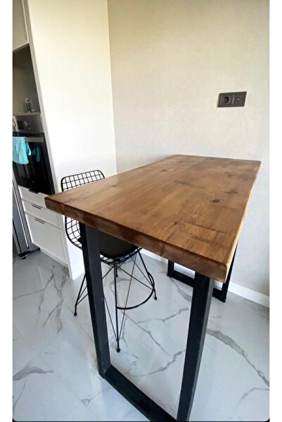 Retro Ahşap Bar Masası 100 X 50 Cm ( Tabureler Dahil Değildir)