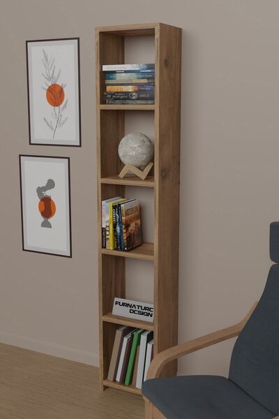 CMKStore 6 Raflı Kitaplık 150 cm Sunta Kitaplık Ofis Mutfak Rafı Atlantik Çam