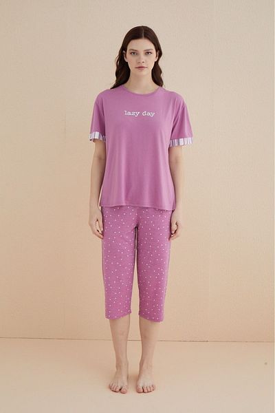 Mihra Women's Pajama Set Short Sleeve Capri & Bermuda