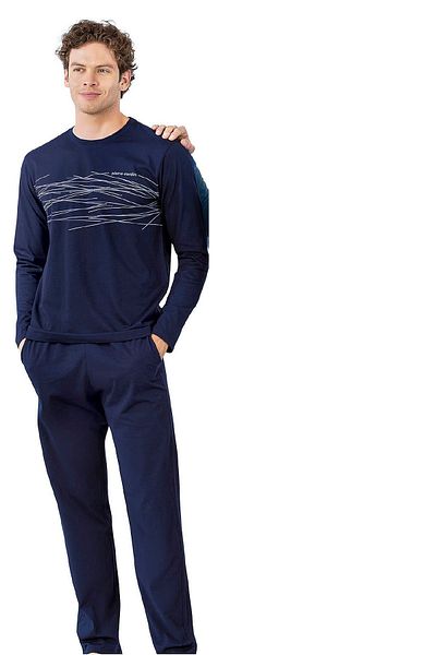 Pierre Cardin 6061 Ανδρικό σετ πιτζάμες με λαιμόκοψη με μακρύ μανίκι