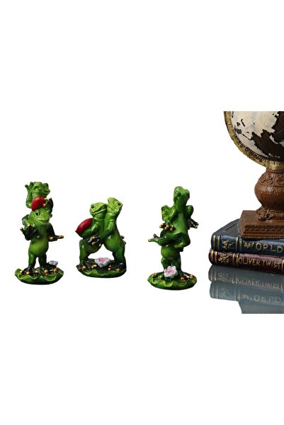 e-life shop Gerçek Görünümlü Aşık Çiftler 3’lü Kurbağa Biblo Heykel Ev Ofis Y...