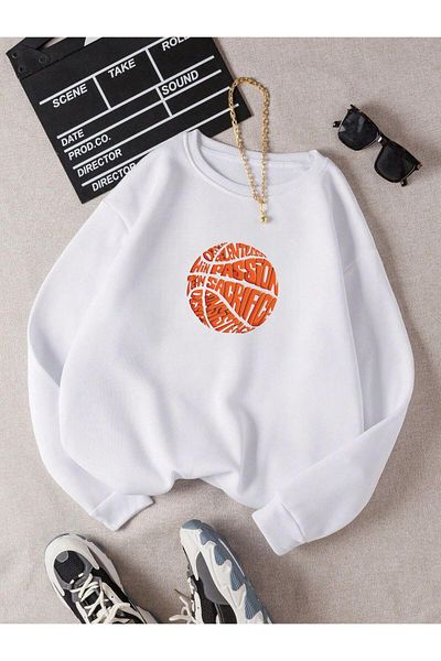 BENROMA Unisex Παιδικό φούτερ - Crew Neck, εμπριμέ μπάσκετ