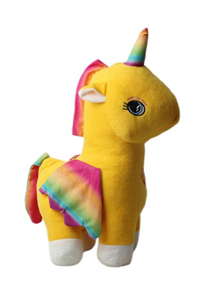 e-life shop İthal Kumaş Gökkuşağı Kanatlı Unicorn Pegasus At Figür Peluş Oyuncak Uyku & Oyun Arkadaşı Büyük Boy