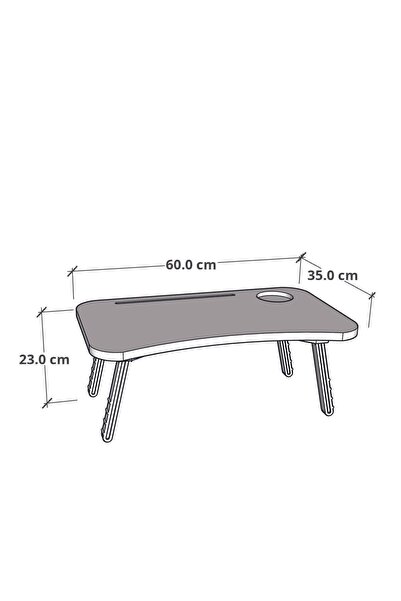 CMKStore Katlanır Laptop Sehpası Mdf Tablet Bardaklık Çalışma Yatak Kahvaltı Masası Sehpası 60x35