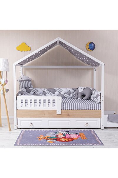 Mini Baby Montessori Bebek Çocuk Uyku Seti 4'lü Örgü 90x190 Ve 100x200 Uyumlu