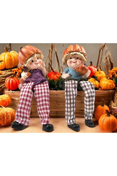 e-life shop Ayakları Sallanan Balkabağı Kafalar Biblo Dekoratif Obje Hediyelik Ürün Vitrin Süsü Ev Hediyesi 15cm