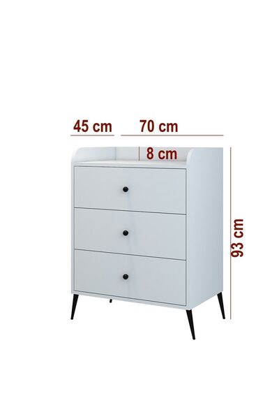 DEMİNA Modern Şifonyer Beyaz 93x70x45 - %100 Mdf