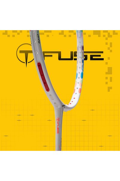 Hundred FLUTTER 7 ATTK Carbon Fibre Unstrung Badminton Racket with Full Racket Cover (White/Red)
